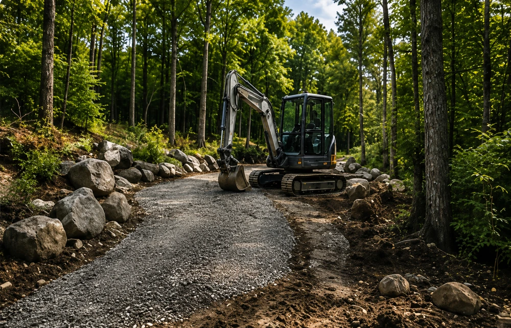 Bailey Land Services team and excavation work in Southern Maine